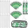 fethwoin 39 Pcs Tampon Tube Flasks Set for Women Includes 12 Reusable Plastic Flasks for Girls, 24 Self Adhesive Wrappers, 1 Funnel,1 Clear Box, Flasks for Cruise Event, Concert, Outdoor Sports