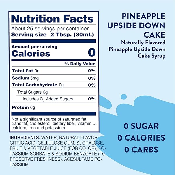 JORDAN’S SKINNY SYRUPS SUGAR FREE COFFEE SYRUP, PINEAPPLE UPSIDE DOWN CAKE SYRUP FLAVOR, ZERO CALORIE FLAVORING FOR LATTE, PROTEIN SHAKE, COCKTAIL & MORE, KETO FRIENDLY, 25.4 FL OZ, 1 PACK