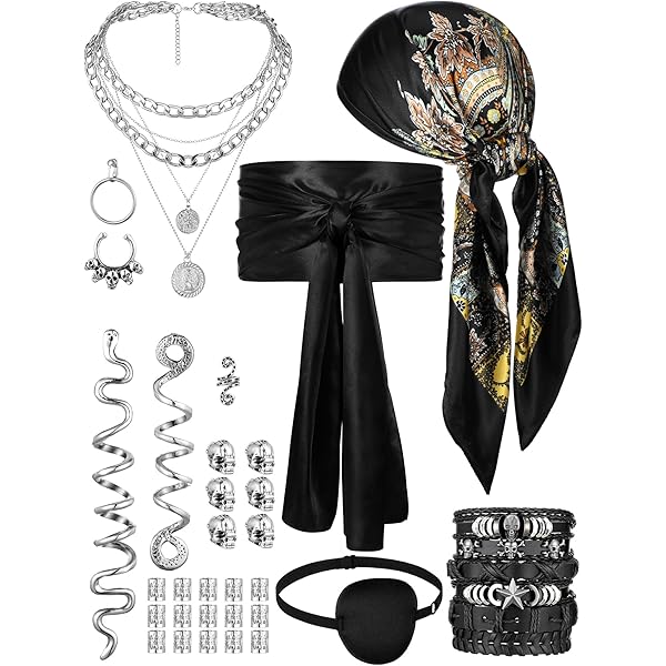 YaliuliuPirate - Juego De Accesorios De Disfraz Para Mujeres Y Hombres, Sombrero De Pirata