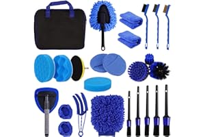 BIBIRE 26pcs Car Detailing Brush Set, Car Washing Kits with Detailing Brushes, Car Cleaning Kit Car Windshield Cleaning Accessories for Car Care, Windshield, Interior, Exterior, Air Vents, Wheels
