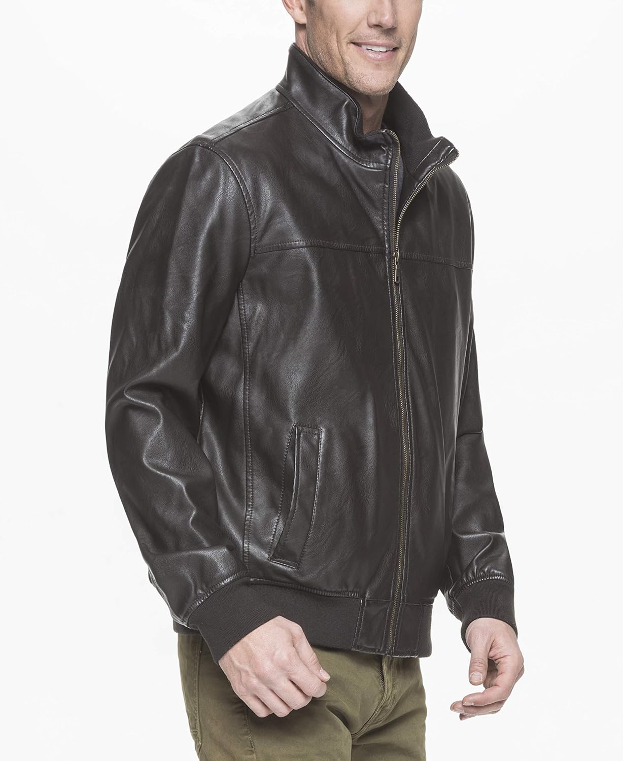 tommy hilfiger men's smooth lamb faux leather unfilled bomber jacket