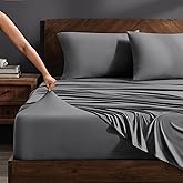Bare Home Cooling Performance Jersey Knit Stretch Sheet Set, Moisture-Wicking & Breathable, 4-Way Stretch Bed Sheets, Envelope Pillowcases (Queen, Grey)