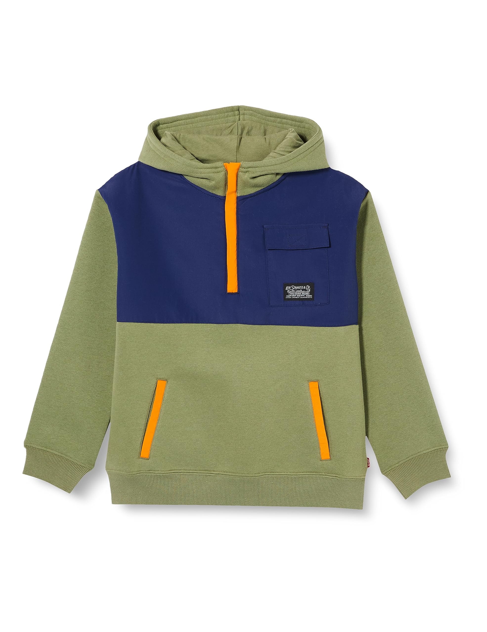 Levi's Kids Lvb utility colorblock 1/4 zip Boys Green Olivine 6 years