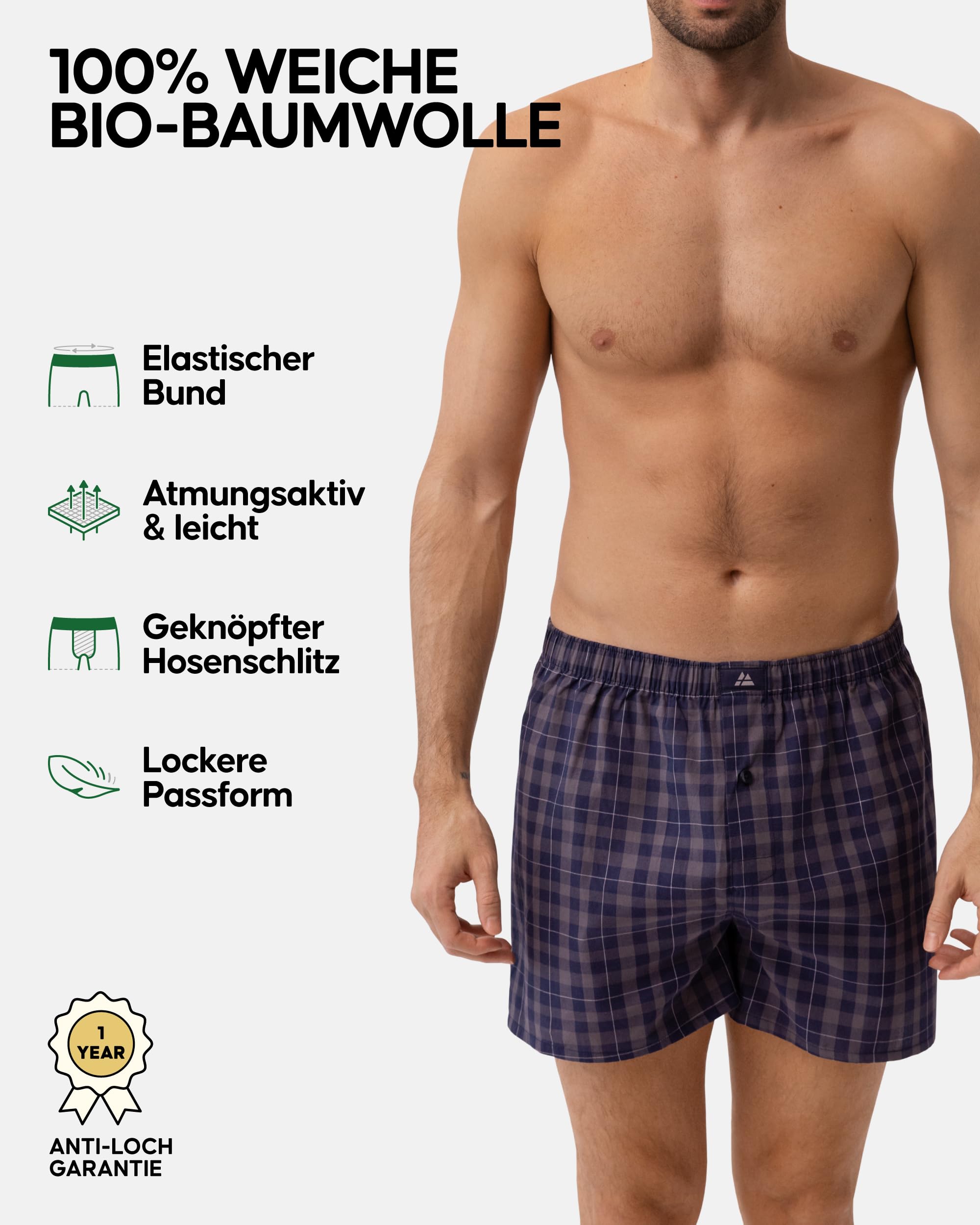 DANISH ENDURANCE American Boxershorts (4er|6er Pack), 100% Bio-Baumwolle, für Herren & Jungen, Blau/Grau Mix 6er Pack, L 2