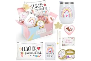 NAICEAY Teacher Gifts for Women,Teacher Appreciation Gifts,Teacher Christmas Gifts,Unique Teacher Birthday Gifts,Back to School Gift for Teacher,Thank You Gifts,12 oz Teacher Tumbler Gift Basket