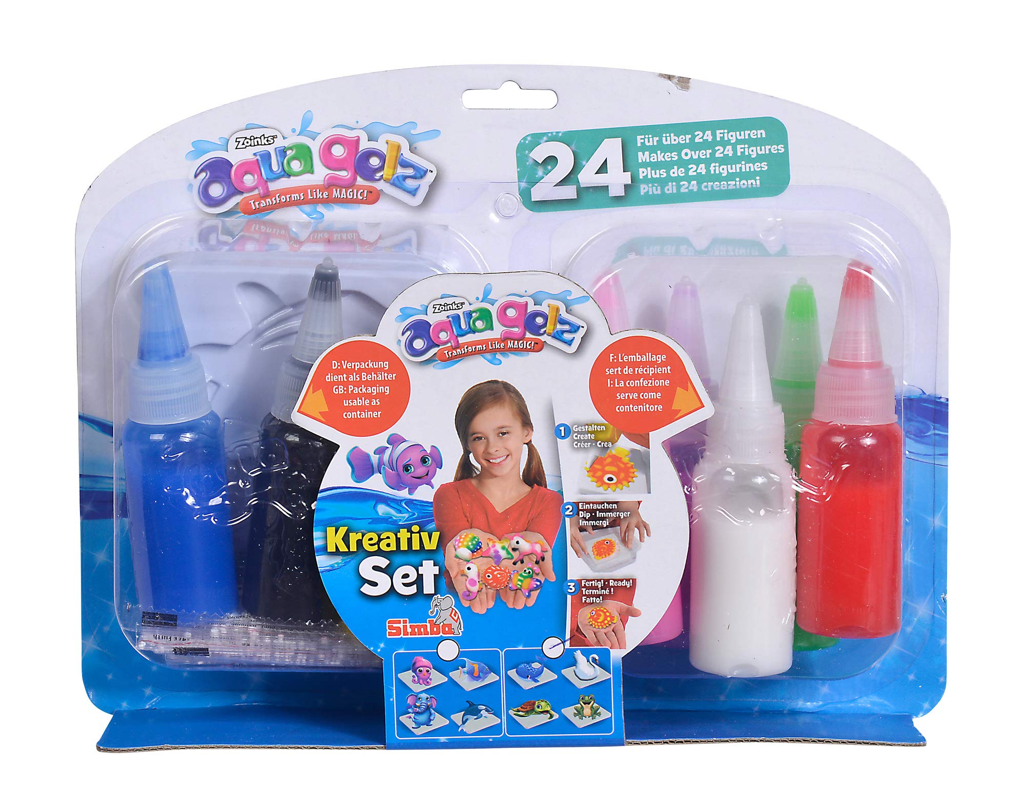 Simba Aqua Gelz 106322451 Creative Set, Soft Figures in 3D, Dip Colour Gel into Shapes, from 8 Years