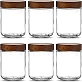 Danmu 16 oz Overnight Oats Containers with Lids,Salad Jar,Glass Jar with Wooden Lid 6 Pack,Mason Jars 16 oz with Lids for Snack,Overnight Oats,Meal Prep,Yogurt,Parfait,Soup,Salad 100% Leak-proof