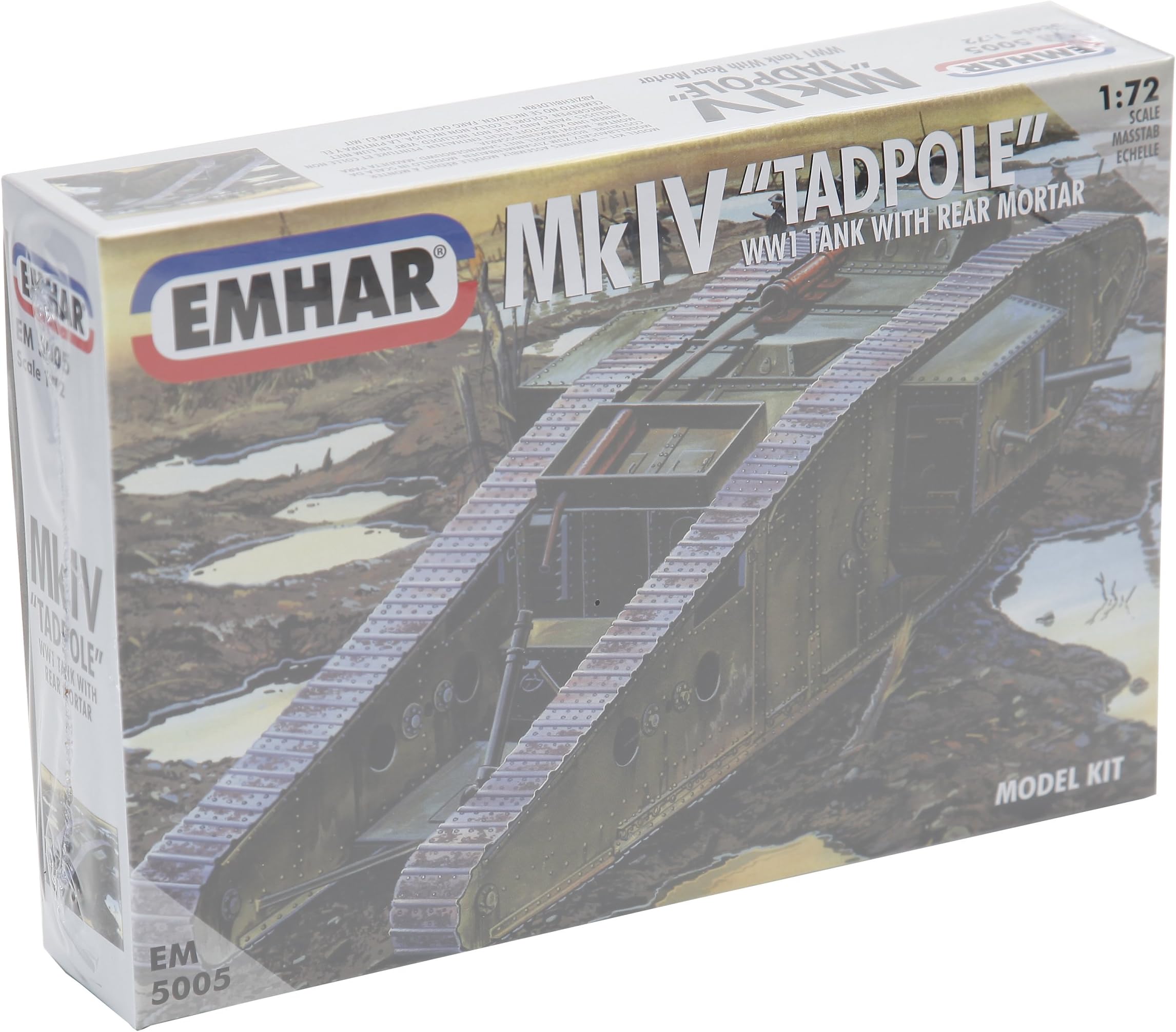 Emhar WWI British Mk.IV Tadpole Tank with Rear Mortar - 1:72 Plastic Model Kit