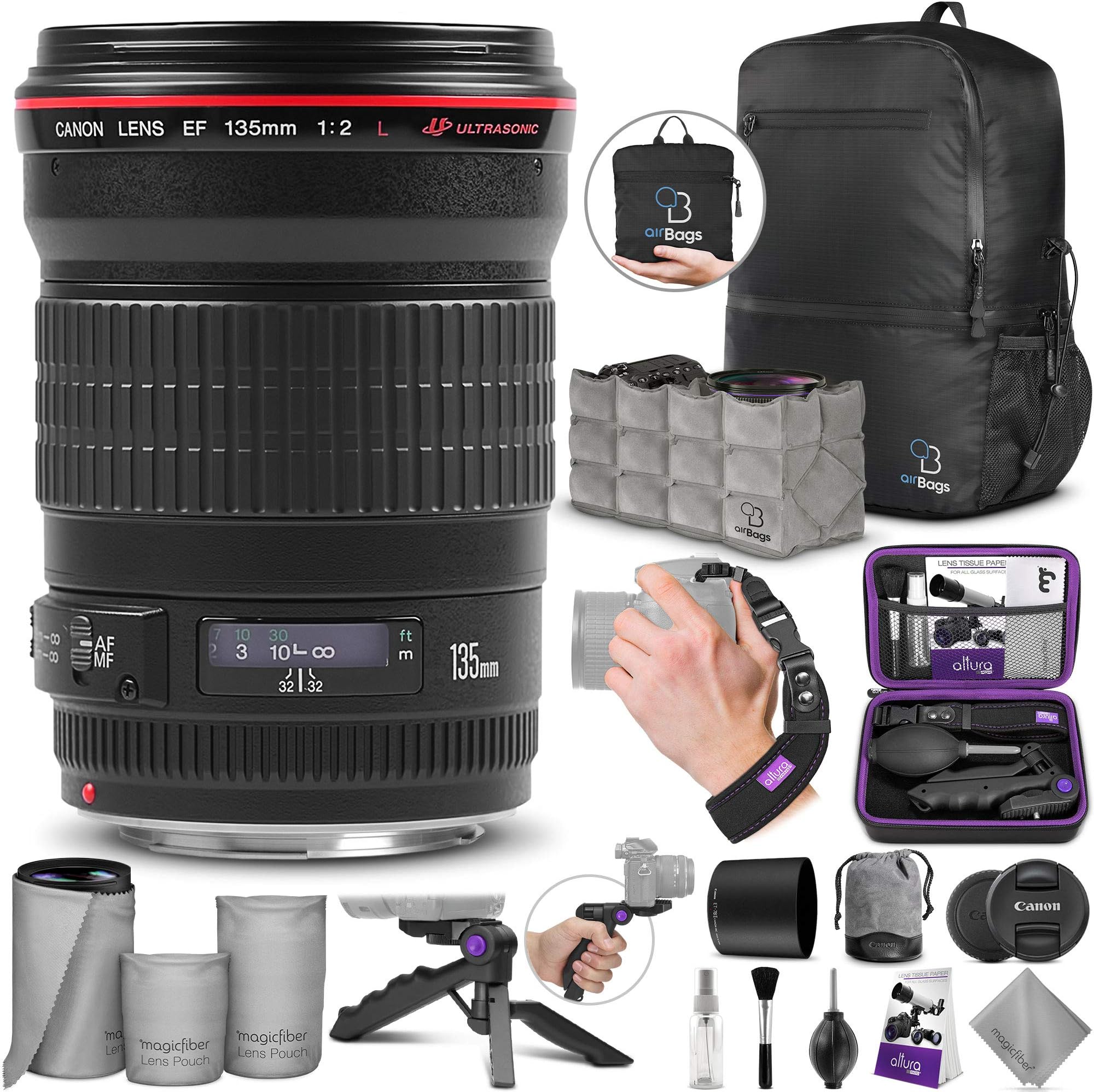 Canon EF 135mm f/2L USM Lens with Altura Photo Essential Accessory and Travel Bundle