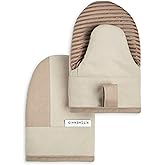 KitchenAid Beacon Two-Tone Non-Slip Mini Oven Mitt Set, Milkshake/Beige, 5.5"x8", 2 Piece