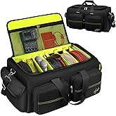 SNIGJAT DJ Bag, Large Capacity DJ Cable Gig Bag with 6 Pockets for Extension Cords, Mics, Pedals, Gig Bag for Musicians, Musician Cable Organizer with Padded Shoulder Strap, DJ Acessories