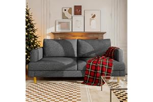 LIVING&GIVING Loveseat Sofa Couch for Living Room with USB Type C Ports – 70" Small Dark Gray Upholstered Couches for Bedroom, Office or Apartment–Modern 2-Seater Deep Seating with Soft Cushions & Sturdy Frame