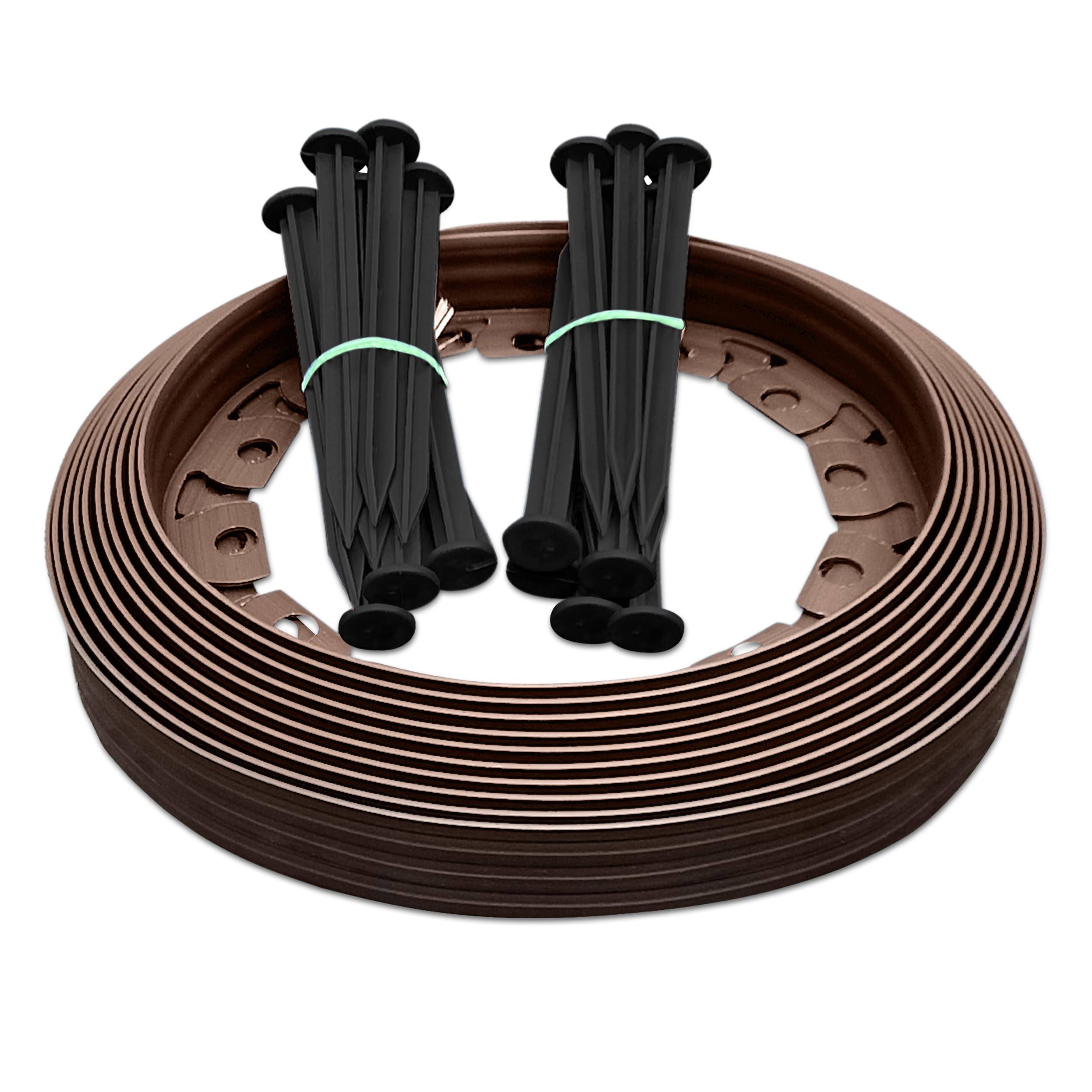 Transform Your Outdoor Space with 10m of Flexible Brown Garden Edging Border - Complete with 20 Securing Pegs for Perfect Flower Beds, Lawns, and Pavement Design (40mm High). Set by MYPURECORE