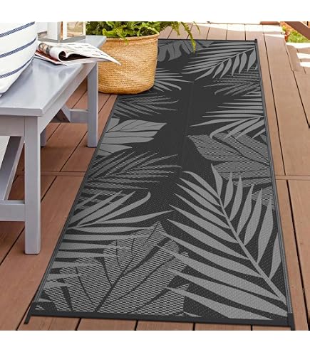 Blue Outdoor Rug, Geometric Stain-Resistant Rug For Patio Decks Garden Balcony, Modern Outdoor Area Rug-60cm X 120cm