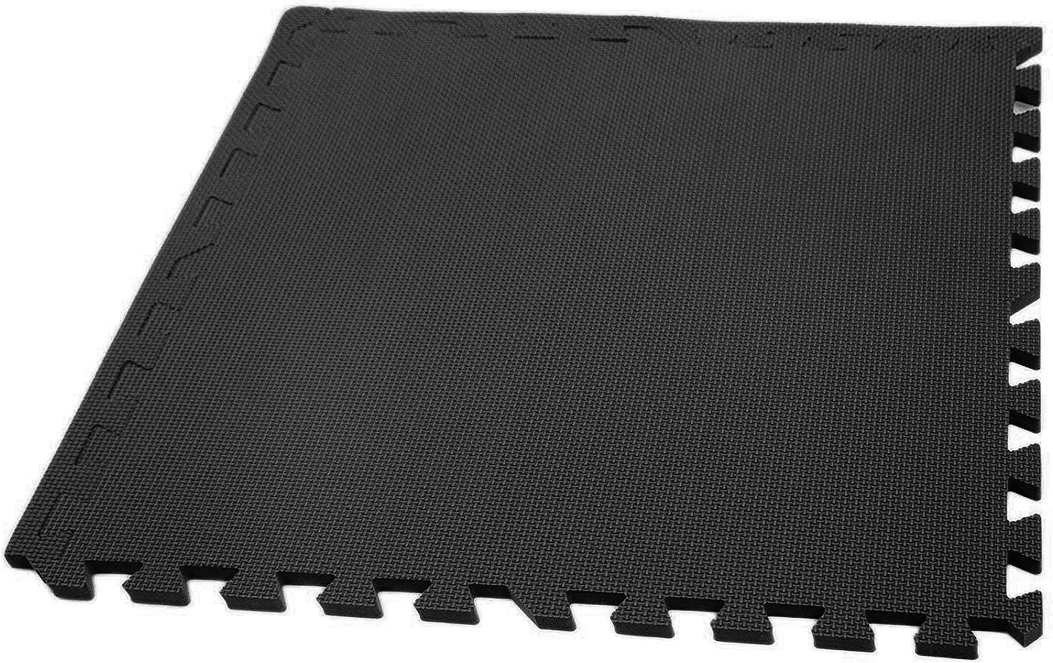 Flooring Inc's 1/2" Soft Non-Toxic Baby Play Mat, Toddler Playmat, Colorful Puzzle PlayMat, Floor Mats for Kids & Babies, EVA Foam Interlocking Tiles for Nursery & Playroom | Black, 12 Tiles, 48 Sq/Ft