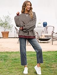 UEU Womens Striped Shirt Casual Long Sleeve