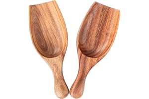 Decent Vrvege Big Coffee Scoop Shovel, 2pcs Large Ground Coffee Scoop, Wooden Bean Salt Spoons, Wood Serving Spoons for Beans Powder Sugar from Big Jars Canisters, Multifunctional Kitchen Scoop