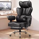 COMHOMA Big and Tall Office Chair Heavy Duty Gaming Chair with Deluxe Embossing Leather High Back Wider Ergonomic Computer Chair with Foot Rest 145&deg;Reclining Pocket Spring Lumbar Support