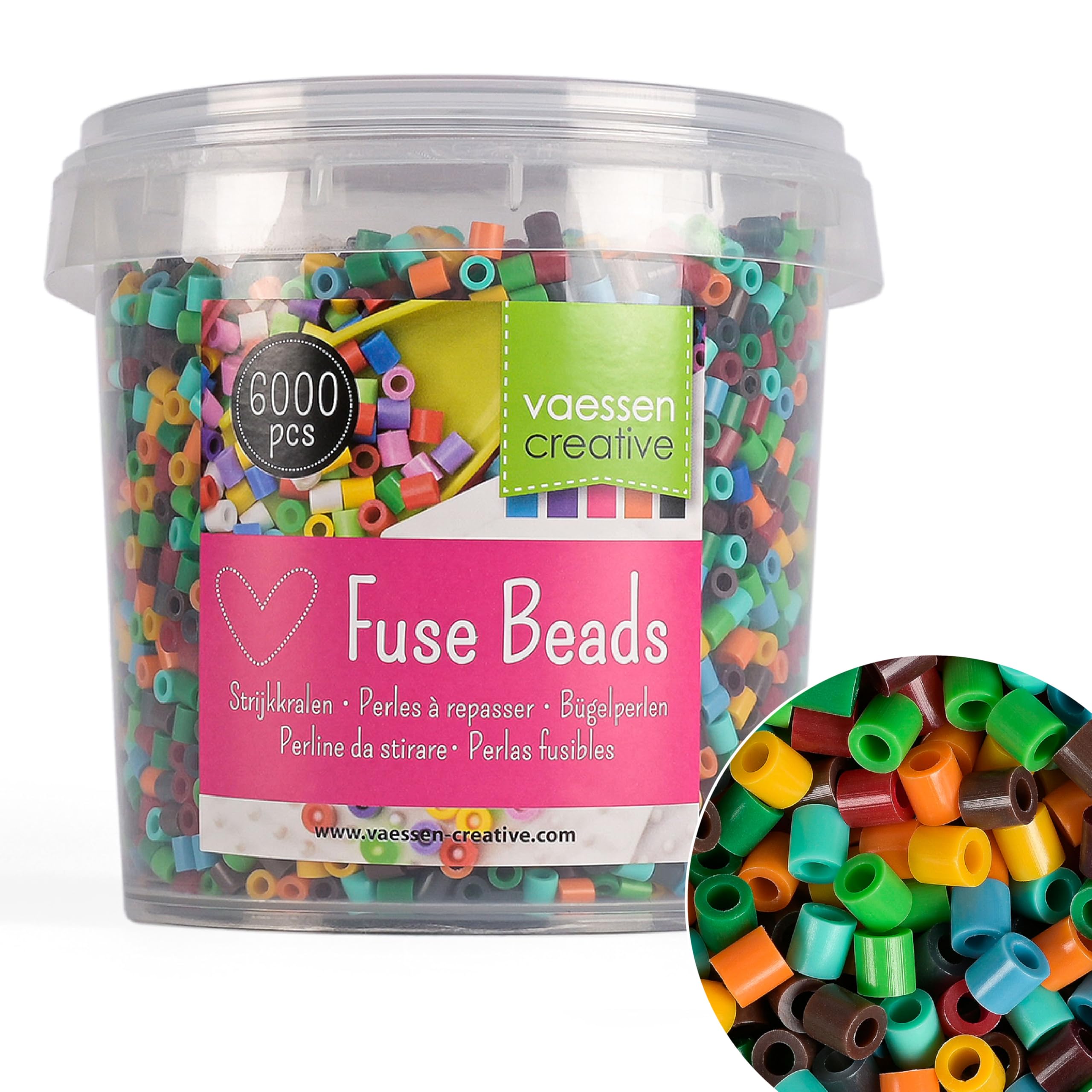 Vaessen Creative Fuse Beads 5 mm - 6000 Pcs in 10 Natural Colours - Iron Beads for Arts and Crafts, Jewellery, DIY and Decorations — image 1
