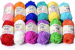 LIHAO 12 Skeins Mini Yarn for Knitting Crochet Craft - 100% Acrylic
