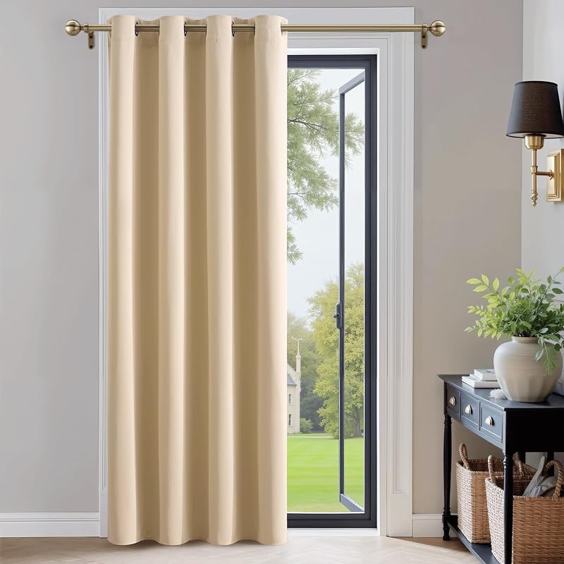 PONY DANCE Blackout Curtain 52x84 Eyelet Mocha for Living Room Door