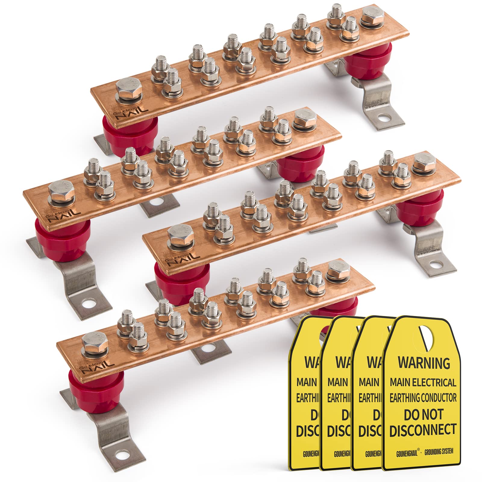 4 Pack-Wall Mounted Copper Ground Bar Kit Thick