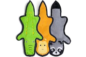 SHARLOVY No Stuffing Dog Toys Crinkle Squeaky, Long Lasting Chews for Aggressive, Durable Plush Dog Puppy Chew Toys for Teething, with 6 Tough Layers for Small Medium Large Breed