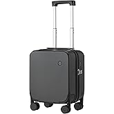 mixi Upgrade Carry on Luggage 14 Inch Underseat Personal Item Suitcases with Spinner Wheels, Hardside Rolling Suitcase PC with TSA Lock Lightweight Travel Case, Fine Grid Black