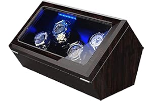INCLAKE High End Watch Winder for Automatic Watches with Super Quiet Motor, Blue LED Light & Rotation Mode Setting, Watch Winder for Rolex with Flexible Pillow, Dual Power