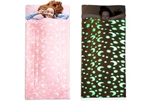 HOMBYS Glow in The Dark Sleeping Bags for 10~12 Years Old Kids, Soft Kids Nap Mat with Pillow and Blanket for Daycare School, Travel Sleep Bag for Childern Girls Boys Truck Travel Camping
