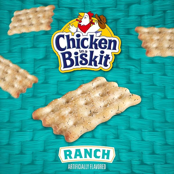CHICKEN IN A BISKIT RANCH BAKED SNACK CRACKERS, BULK LUNCH SNACKS, 6-7.5 OZ BOXES