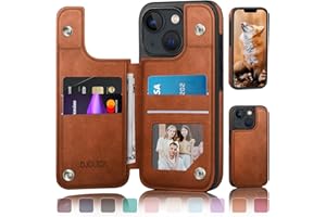DJDUCK Designed for iPhone 13 Case Wallet with Card Holder, [Magnetic Clasp Cover] [RFID Blocking Leather Protection] Shockproof Women Men Cases 6.1 Inch for Apple 13 Light Brown