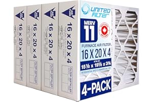 16x20x4 MERV 11 Furnace Air Filters (Actual Size 15-1/2 x 19-1/2 x 3-5/8) Clean, Healthy Air - Efficient, Home Climate Contro