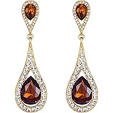 EVER FAITH Women's Jewelry Austrian Crystal Elegant Dual Teardrop Wedding Bride Pierced Dangle Earrings