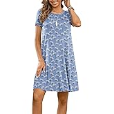 DUSDIMON Women's Summer Casual Tshirt Dresses Short Sleeve Cover ups Beach Loose Dress