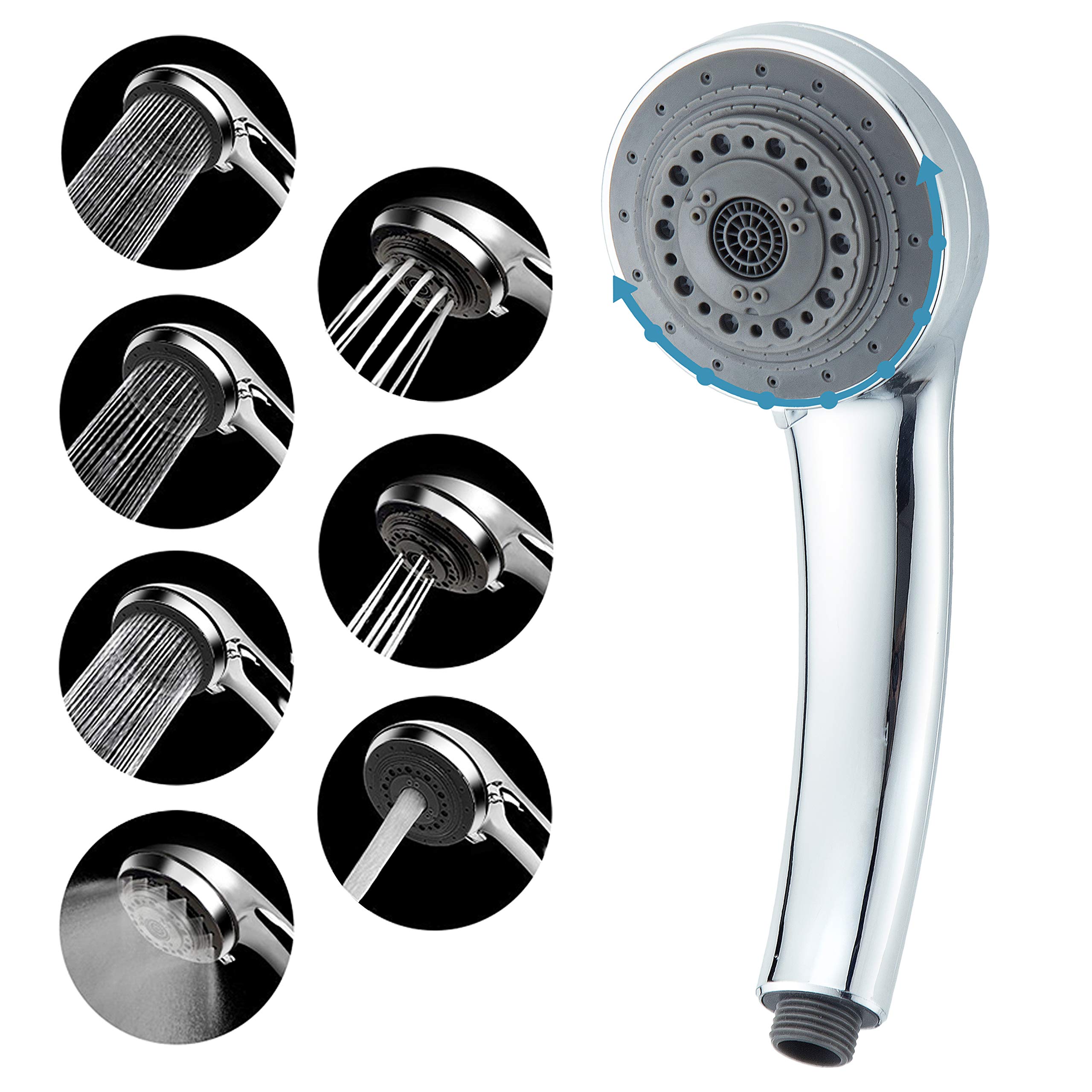 Lucksun 7 Mode High Pressure Shower Head, 3.5-inch Luxury Universal Adjustable Hand Shower, Suitable for Bathroom, Hotel, Gym, Spa