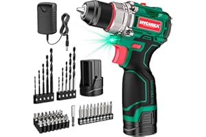 HYCHIKA BETTER TOOLS FOR BETTER LIFE HYCHIKA Drill Set, True Brushless Power Drill Driver 16.8V Cordless Compact Drill Woman Man,410 IN-LB, LED Light,2 Variable Speed 23+1 Torque 3/8" Keyless Chuck, 1 Lithium-Ion Battery