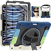 ROISKIN for iPad Pro 12.9 -Inch Case (6th, 5th, 4th & 3rd Gen) with HD Screen Protector, 360 Stand, Hand Strap, Pencil Holder,Shoulder Strap,Rugged Bulky Full Body 12.9 iPad Pro Case