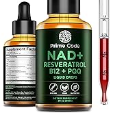 Prime Code NAD+ Liquid Drops with Resveratrol, Vitamin B12 & PQQ – Advanced Cellular Energy & Antioxidant Support – Vegan, Non-GMO, Gluten Free – Fast Absorption Supplement for Men & Women, 2 fl oz