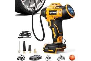 BYCZONE Tire Inflator Compatible with Dewalt 20V Max Battery, 160 PSI Cordless Air Compressor With 12V DC Car Adapter,LCD Digital Pressure Gauge for Car, Bike, Sport Ball (No Battery)