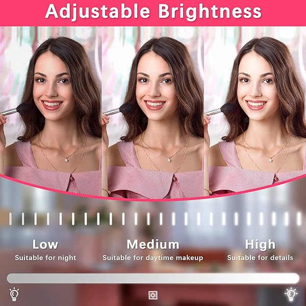 ROLOVE 22X17 INCH LIGHTED VANITY MIRROR WITH DIMMABLE LED LIGHTS – 3 COLOR MODES, SMART TOUCH CONTROL & 360° ROTATING BASE – DESK MAKEUP MIRROR (WHITE)