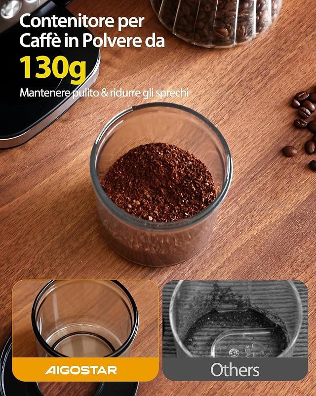 Macina Caffe' Elettrico a Cono, 52 Impostazioni di Macinatura