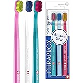 Curaprox CS 5460 Ultra-Soft Toothbrush, Random Colors, 3-Pack, Swiss Made | Dentist Recommended, Sensitive for Teeth and Gums, Gentle Plaque Removal, Angled Brush Head, Multipack, Swiss Oral Care