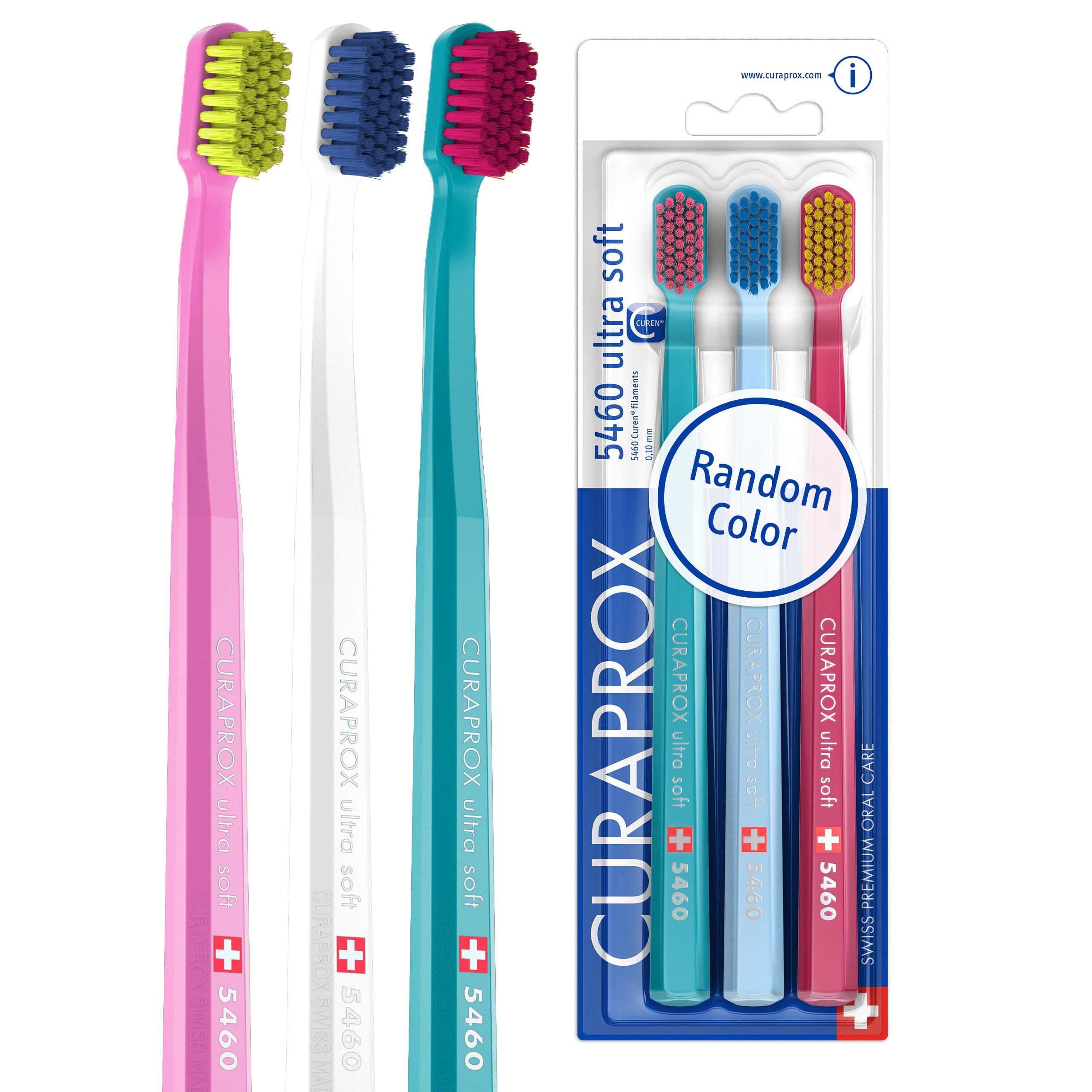 Curaprox CS 5460 Ultra-Soft Toothbrush – for Sensitive Teeth & Gums | Gentle Plaque Removal | 3-Pieces | Random Colour | Made in Switzerland