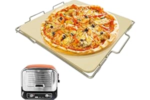 SafBbcue Pizza Stone with Rack for Grill & Oven Baking Accessories, Ninja OO101 8 In 1 Outdoor Pizza Oven, Ninja Woodfire OO100 Series Outdoor Oven, Heavy Duty Baking Stone Set for Ninja OO101 Parts