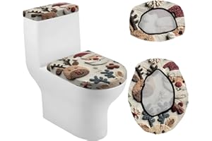 seewan Christmas Toilet Lid Cover, Dust Splash Resistant Toilet Seat Cover and Toilet Tank Cover Set,Reusable Home Bathroom Accessory Decoration, Reindeer-Santa Claus