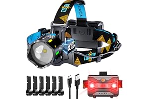 12 Modes 990000 Headlamp Motion Sensor Red Warning Adjustable Focus Energy Saving, 95 Hours Standby Head Lamp, IP65 Waterproo