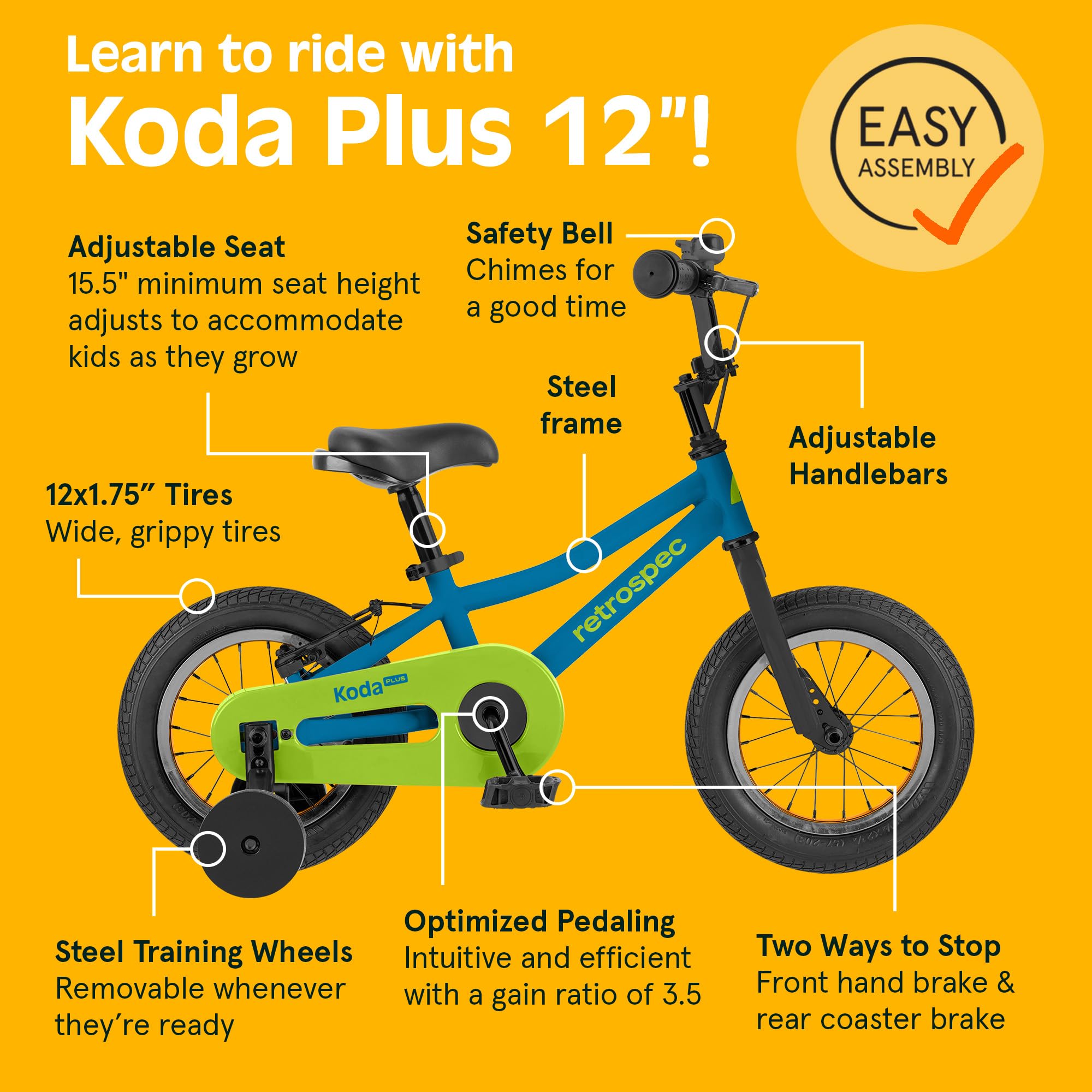 Pacific Kids Bike - Funny Monsters Design, 12-Inch Steel Frame, Coaster Brakes, Adjustable Seat, Purple, Ages 3-5, Model 124044AZ