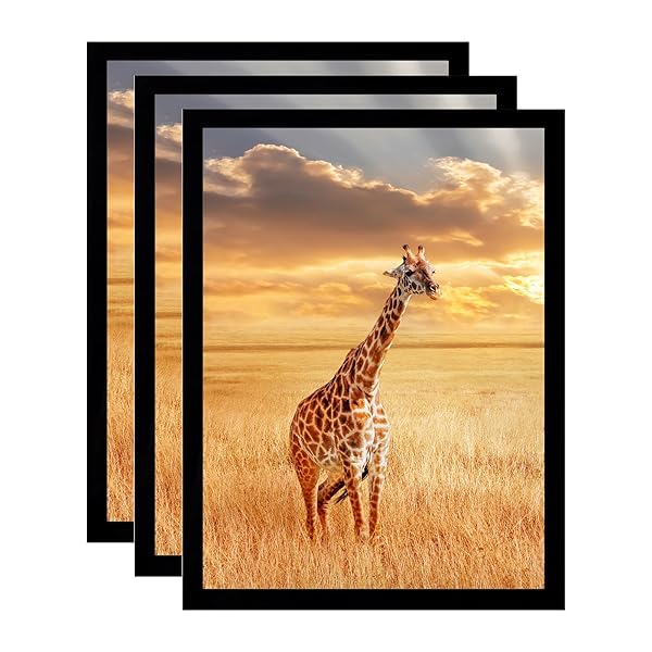 TKYGU 10 X13 PICTURE FRAME SET OF 3,WOODEN FRAME BLACK 10 X13 WALL GALLERY POSTER PHOTO FRAME WITH DURABLE SHATTER RESISTANT PLEXIGLASS,HORIZONTAL AND VERTICAL FORMATS FOR WALL MOUNTING BEST GIFT