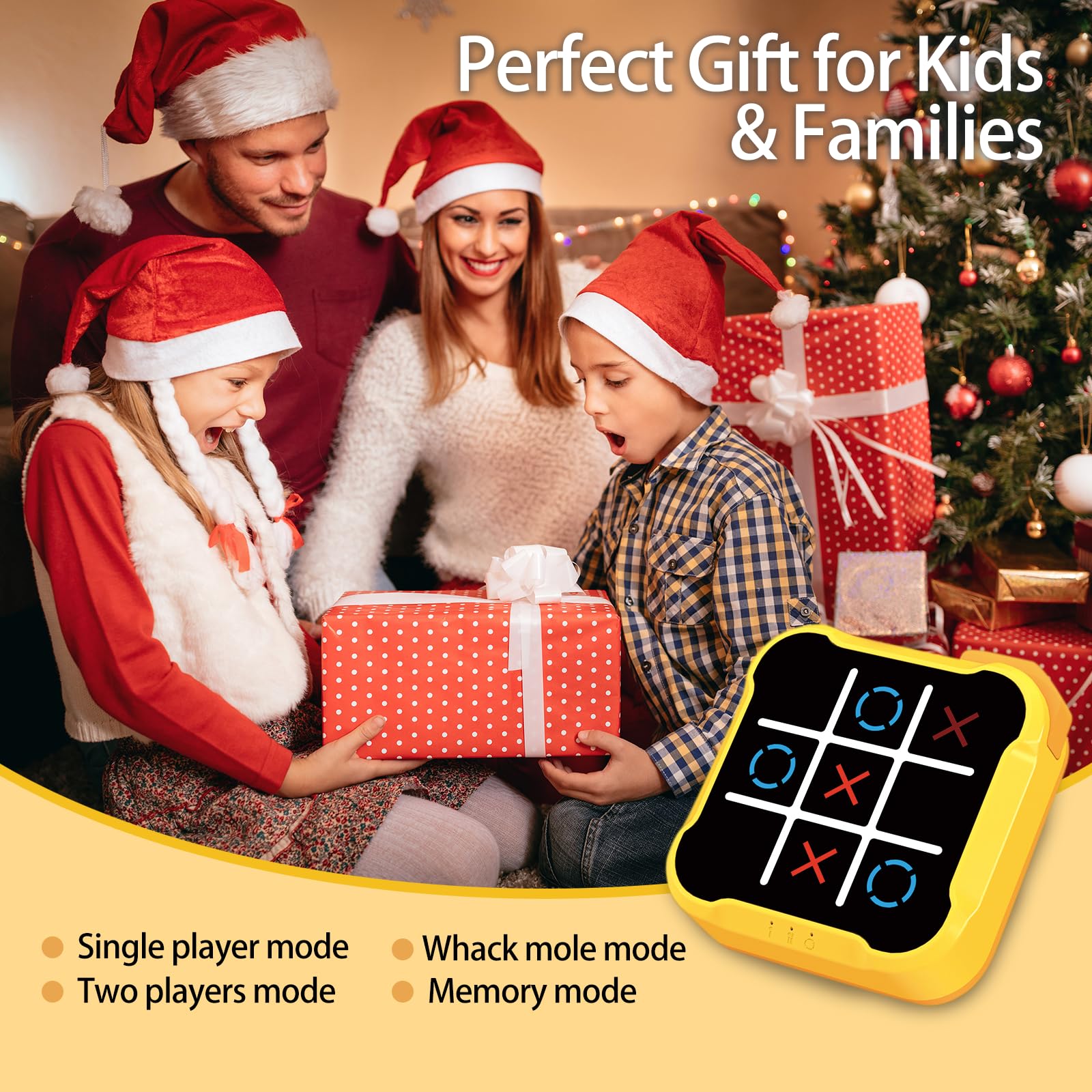 COUOMOXA Fits Tic Tac Toe Games for Kids: 4-in-1 Portable Sensory Puzzle Game - 6 7 8 9 10 11 12 Years Old Kids Electronic Toy for Travel Home School (4-in-1 Tic Tac Toe Games)